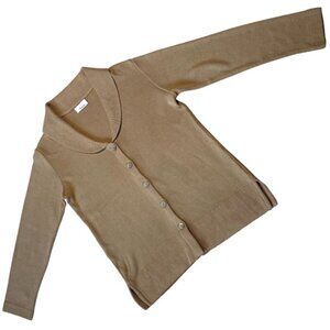 wB Tricots (Spain) Rib Knit Merino Blend Shawl Collar Cardigan Beige : M